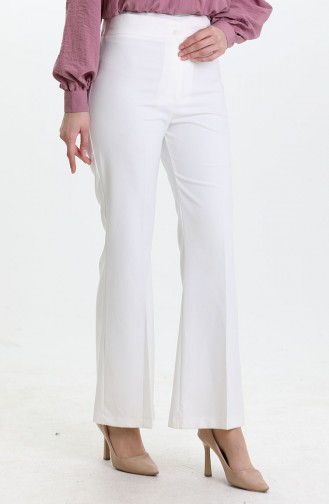 Beli Lastikli İspanyol Paça Pantolon 4005-06 Ekru