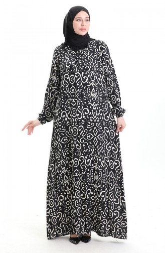 Viskon Kare Yaka Elbise 994585B-01 Siyah