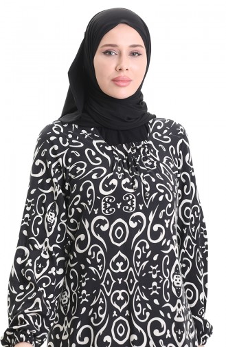Viskon Kare Yaka Elbise 994585B-01 Siyah