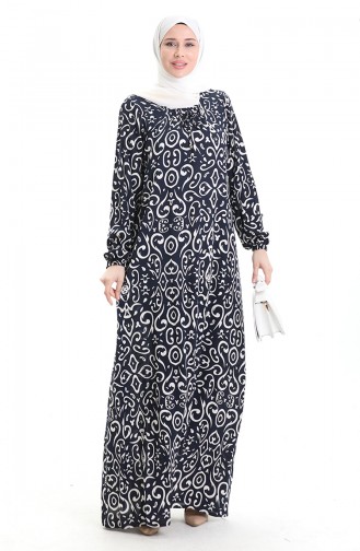 Dunkelblau Hijab Kleider 994585B-03