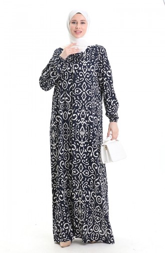 Dunkelblau Hijab Kleider 994585B-03