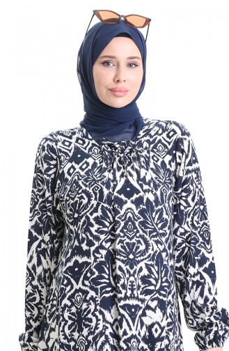 Navy Blue Hijab Dress 994585C-03