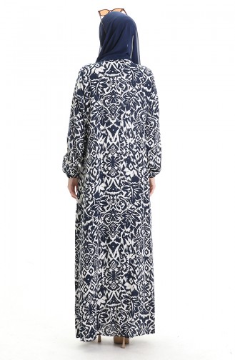 Navy Blue Hijab Dress 994585C-03