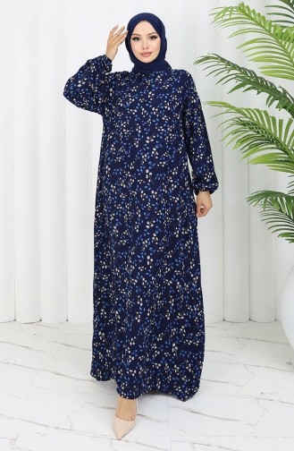 Navy Blue Hijab Dress 0055-03
