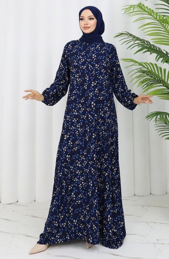 Navy Blue Hijab Dress 0055-03