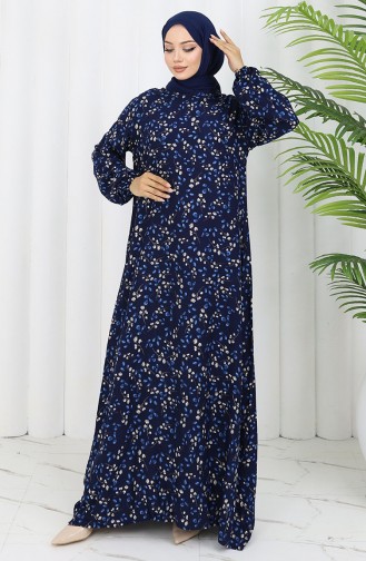 Navy Blue Hijab Dress 0055-03
