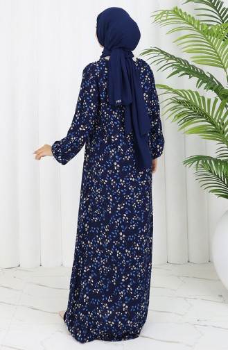 Navy Blue Hijab Dress 0055-03