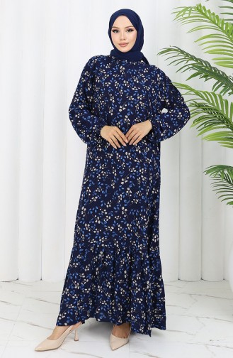 Dunkelblau Hijab Kleider 0065-02
