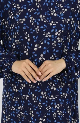 Viscose Stof Patroon Jurk 0065-02 Marineblauw 0065-02