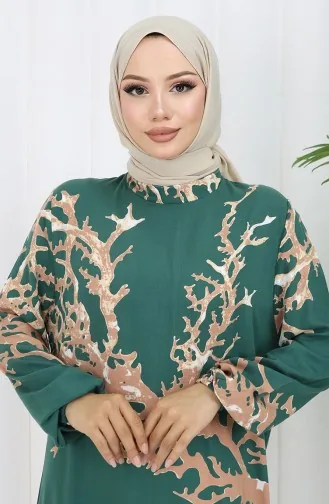 Robe à Motifs En Viscose 2040-06 Vert Vison 2040-06