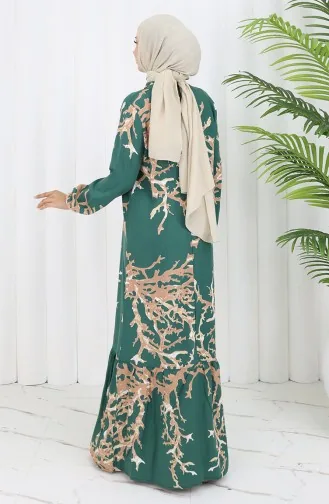 Robe à Motifs En Viscose 2040-06 Vert Vison 2040-06