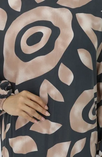 Robe à Motifs En Viscose 2041-05 Gris Vison 2041-05