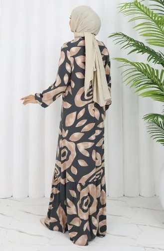 Robe à Motifs En Viscose 2041-05 Gris Vison 2041-05