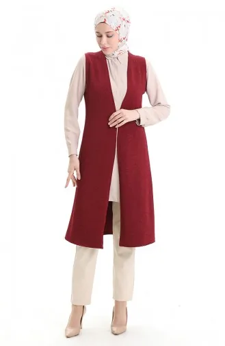 Seizoensgebonden Lang Basisvest Plus Size Moedersvest 8747-01 Bordeauxrood 8747-01