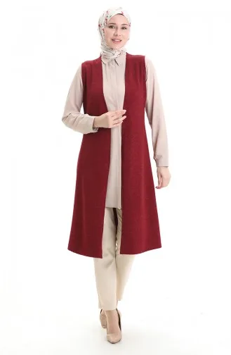 Seizoensgebonden Lang Basisvest Plus Size Moedersvest 8747-01 Bordeauxrood 8747-01