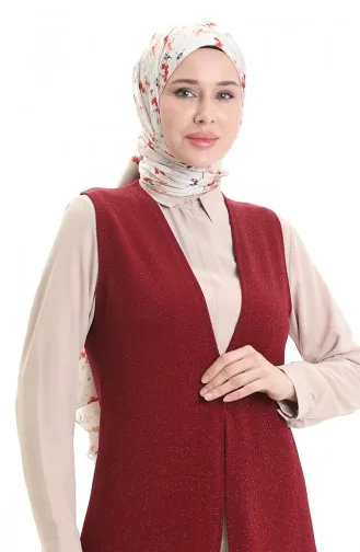 Seizoensgebonden Lang Basisvest Plus Size Moedersvest 8747-01 Bordeauxrood 8747-01