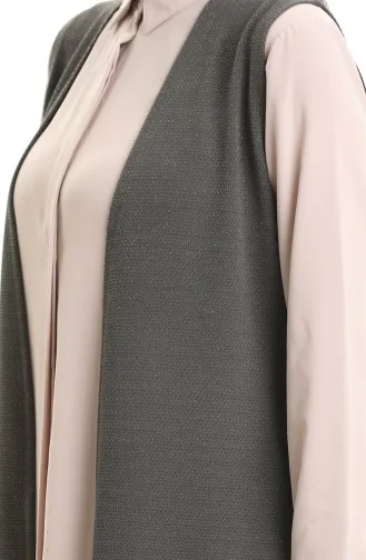 Gilet Long Basique Saisonnier Grande Taille Pour Maman 8747-02 Kaki 8747-02