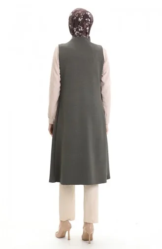 Gilet Long Basique Saisonnier Grande Taille Pour Maman 8747-02 Kaki 8747-02