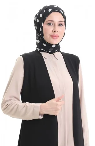 Mevsimlik Uzun Basic Yelek Büyük Beden Anne Yelek 8747A-01 Siyah