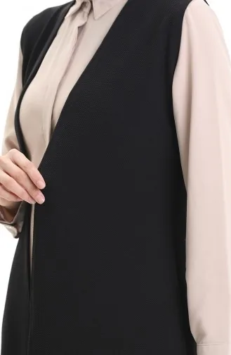 Mevsimlik Uzun Basic Yelek Büyük Beden Anne Yelek 8747A-01 Siyah