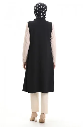 Mevsimlik Uzun Basic Yelek Büyük Beden Anne Yelek 8747A-01 Siyah