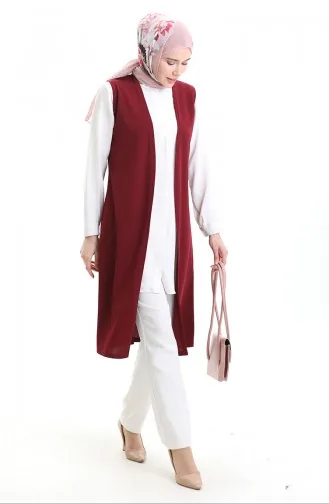 Seizoensgebonden Lang Basisvest Plus Size Moedersvest 8748-02 Bordeauxrood 8748-02