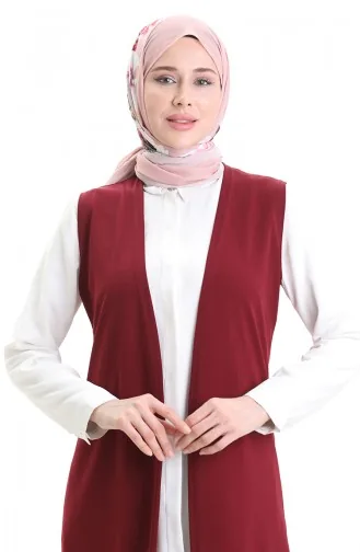 Seizoensgebonden Lang Basisvest Plus Size Moedersvest 8748-02 Bordeauxrood 8748-02