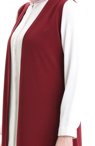 Seizoensgebonden Lang Basisvest Plus Size Moedersvest 8748-02 Bordeauxrood 8748-02