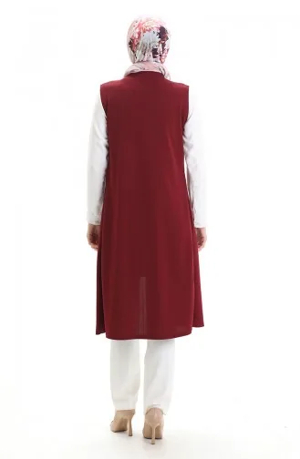 Seizoensgebonden Lang Basisvest Plus Size Moedersvest 8748-02 Bordeauxrood 8748-02