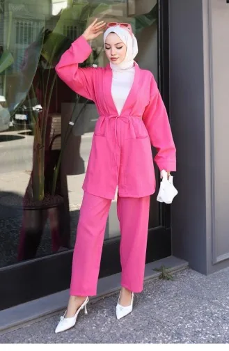 Ensemble Kimono à Poches Détaillées Fuchsia 726