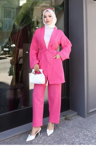 Ensemble Kimono à Poches Détaillées Fuchsia 726