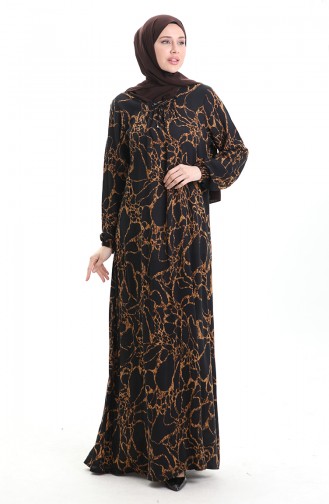 Viskon Kare Yaka Elbise 994585F-01 Siyah