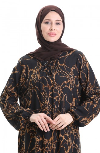 Viskon Kare Yaka Elbise 994585F-01 Siyah