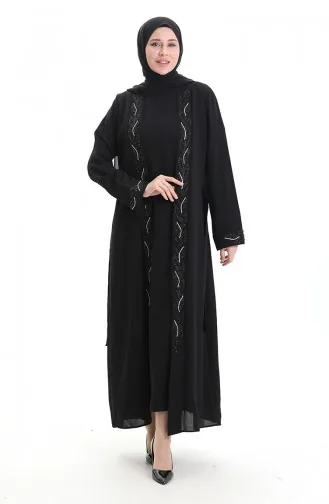 Plus Size Honingraatstof Tweedelig Pak 6208-01 Zwart 6208-01