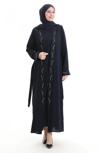 Plus Size Honingraatstof Tweedelig Pak 6208-02 Marineblauw 6208-02