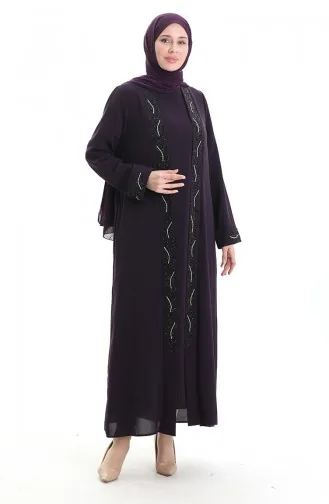 Plus Size Honingraatstof Tweedelig Pak 6208-04 Pruim 6208-04