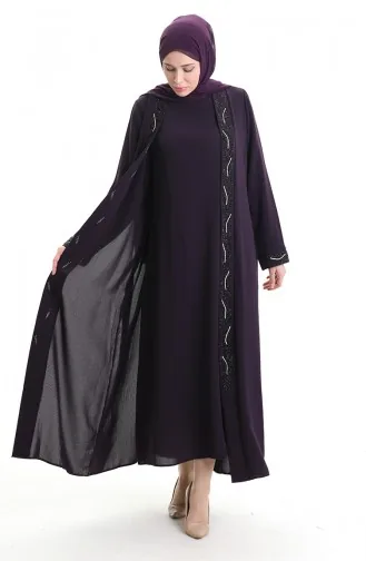 Plus Size Honingraatstof Tweedelig Pak 6208-04 Pruim 6208-04