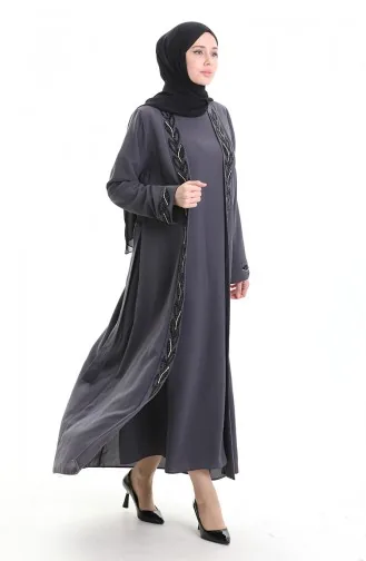 Plus Size Honingraatstof Tweedelig Pak 6208-05 Grijs 6208-05