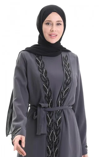 Plus Size Honingraatstof Tweedelig Pak 6208-05 Grijs 6208-05