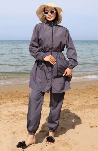 Sultan Beli Lastikli Çantalı Tesettür Mayo 2038-03 Antrasit