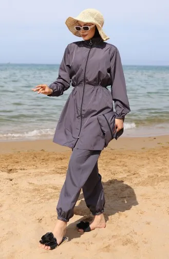 Sultan Beli Lastikli Çantalı Tesettür Mayo 2038-03 Antrasit