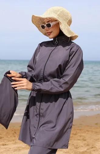 Sultan Beli Lastikli Çantalı Tesettür Mayo 2038-03 Antrasit