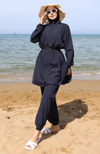 Hijab-badpak Met Tas 2038-04 Marineblauw 2038-04