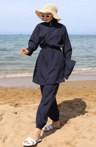 Hijab-badpak Met Tas 2038-04 Marineblauw 2038-04