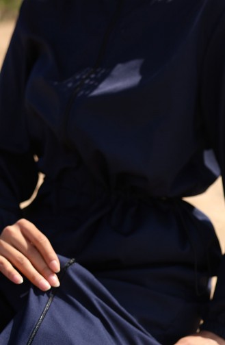 Hijab Beli Lastikli Çantalı Tesettür Mayo 5035-01 Lacivert