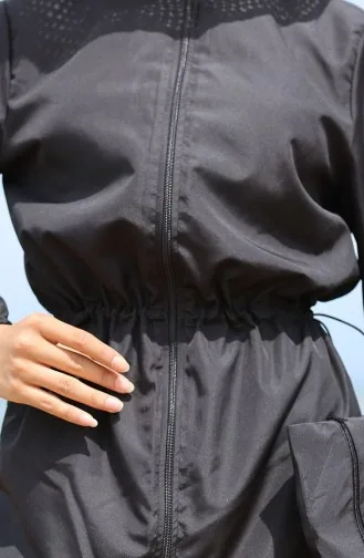 Hijab Beli Lastikli Çantalı Tesettür Mayo 5035-02 Siyah