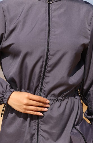 Hijab Beli Lastikli Çantalı Tesettür Mayo 5035-03 Antrasit