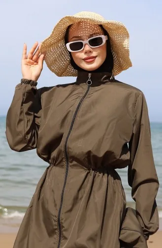 Hijab Beli Lastikli Çantalı Tesettür Mayo 5035-04 Haki