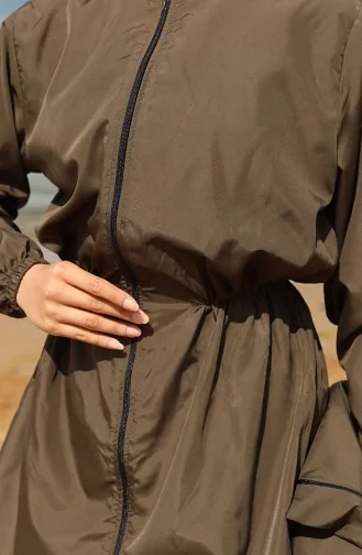 Hijab Beli Lastikli Çantalı Tesettür Mayo 5035-04 Haki