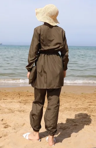 Hijab Beli Lastikli Çantalı Tesettür Mayo 5035-04 Haki